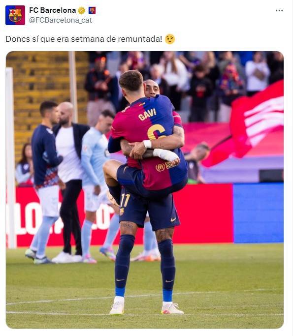 皇冠皇冠平台_巴萨逆转塞尔塔后调侃皇马：这的确是大逆转的一个星期啊