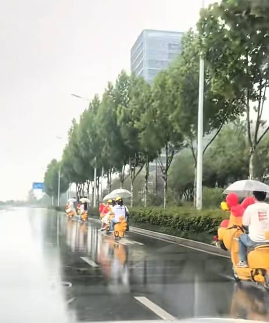 皇冠体育App下载_合肥一对新人雨中骑“鸡动车”去结婚皇冠体育App下载，新人：很浪漫，挺有氛围